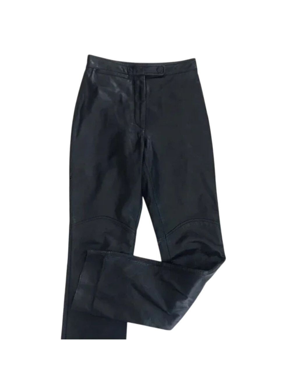 Women's Genuine Black Leather Pants Slacks